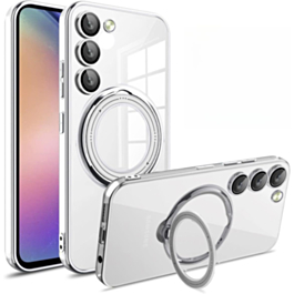 Galaxy S23 Plus Magnetic Clear Cases with Magsafe Ring Stand - SILVER (Only Ground Shipping)