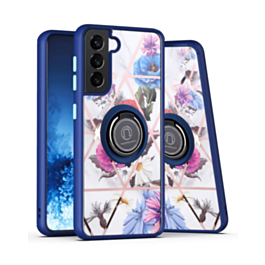 Galaxy S23 Plus Pattern Design Hard PC Rear / Soft TPU Colorful Border Case with I - ring Holder - 2 (Only Ground Shipping)