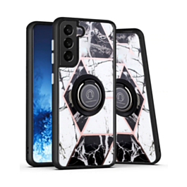 Galaxy S23 Plus Pattern Design Hard PC Rear / Soft TPU Colorful Border Case with I - ring Holder - 4 (Only Ground Shipping)