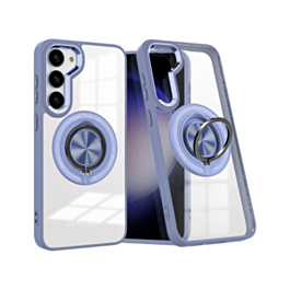 Galaxy S23 Plus Transparent Wireless Charging Case with Ring Holder - BLUE (Only Ground Shipping)