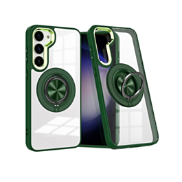 Galaxy S23 Plus Transparent Wireless Charging Case with Ring Holder - GREEN (Only Ground Shipping)