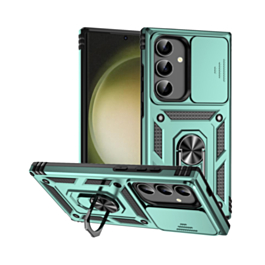Galaxy S24FE Dual Layers Hybrid Case with Metal Ring And Camera Protector - DARK GREEN (Only Ground Shipping)