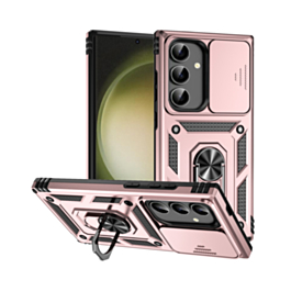 Galaxy S24FE Dual Layers Hybrid Case with Metal Ring And Camera Protector - ROSE GOLD (Only Ground Shipping)