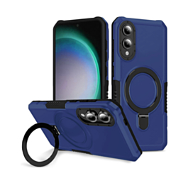 Hard PC Shockproof Case w /Ring Holder - BLUE for Galaxy S25E (Only Ground Shipping)