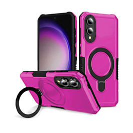 Hard PC Shockproof Case w /Ring Holder - PINK for Galaxy S25E (Only Ground Shipping)
