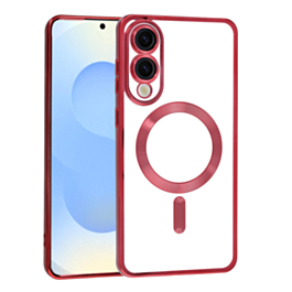 Galaxy S25E Shiny Wireless Charging Clear Case - RED (Only Ground Shipping)
