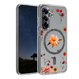 Galaxy S26 Floral Magnetic Case - BLACK (Only Ground Shipping)