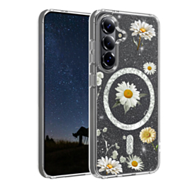 Galaxy S26 Floral Magnetic Case - SILVER (Only Ground Shipping)