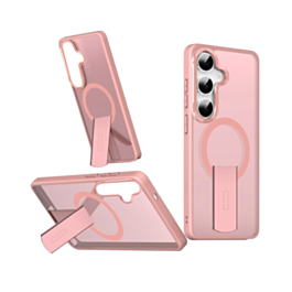 Slim Translucent Wireless Charging Case with Folding Stand (PINK) for Galaxy S26 (Only Ground Shipping)