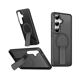 Slim Translucent Wireless Charging Case with Folding Stand (BLACK) for Galaxy S26 (Only Ground Shipping)