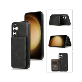Galaxy S26 Leather Pocket Wallet Case - BLACK (Only Ground Shipping)