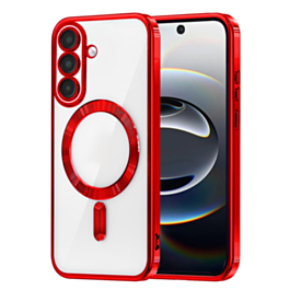 Galaxy S26 Shiny Wireless Charging Clear Case - RED (Only Ground Shipping)