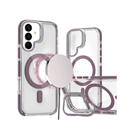 Thin Magnetic Clear Case with Camera Stand Kickstand - PURPLE for Galaxy S26 (Only Ground Shipping)
