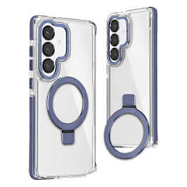 Galaxy S26 Thin Magnetic Clear Case with Camera Stand Kickstand - BLUE (Only Ground Shipping)