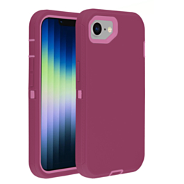Heavy Duty Case for iPhone 16e / 17e (MAROON & PINK) (Only Ground Shipping)