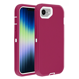 Heavy Duty Case for iPhone 16e / 17e (HOTPINK & WHITE) (Only Ground Shipping)