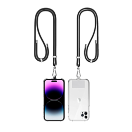 Mobile Phone Straps with Card Holder (2ft) - BLACK (Only Ground Shipping)