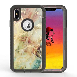 Marble Heavy Duty Shockproof Three Layer Protective Case - STONE for iPhone XR (Only Ground Shipping)