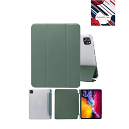 Smart PU Stand with Pen Holder - DARK GREEN for iPad Air 13 2024 / Pro 12.9 (3rd / 4th / 5th / 6th) (Only Ground Shipping)