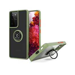 Galaxy A23 5G Hard PC Rear / Soft TPU Colorful Border Case with I - ring Holder - GREEN (Only Ground Shipping)