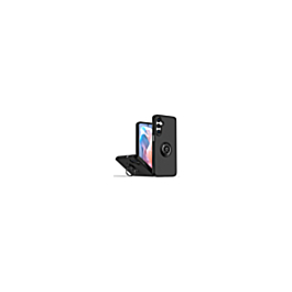 Hard PC Rear / Soft TPU Colorful Border Case with I-ring Holder - BLACK for Galaxy A26 (Only Ground Shipping)