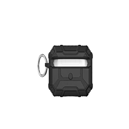 AirPods 1/2 Hard Plastic Transparent Case with Keychain - BLACK (Only Ground Shipping)