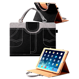 Smart Work Bag Style Case - BLACK JEAN for iPad 5 (2017) / iPad 6 (2018) / Air 1 / Air 2 / Pro 9.7 (Only Ground Shipping)