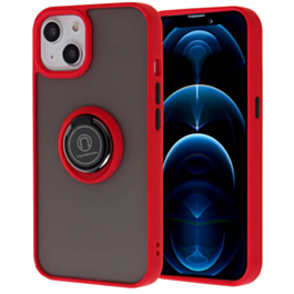 Hard PC Rear / Soft TPU Colorful Border Case with I-ring Holder - RED for iPhone 13 Pro (Only Ground Shipping)