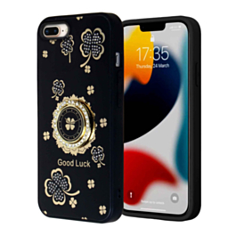 Luxury Diamond Shiny Cases with Ring - BLACK for iPhone 7 / 8 (Only Ground Shipping)