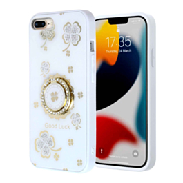Luxury Diamond Shiny Cases with Ring - WHITE for iPhone 7 / 8 (Only Ground Shipping)