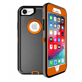 Heavy Duty Case for iPhone 7 / 8 (BLACK & ORANGE) (Only Ground Shipping)