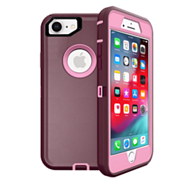 Heavy Duty Case for iPhone 7 / 8 (MAROON & PINK) (Only Ground Shipping)