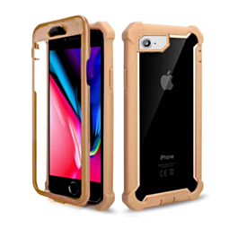3in1 Hybrid Clear Soft TPU Hard PC Back Cover Case - GOLD for iPhone 8P / 7P (Only Ground Shipping)