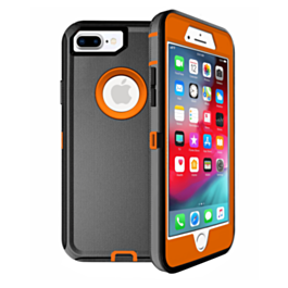 Heavy Duty Case for iPhone 8P / 7P (BLACK & ORANGE) (Only Ground Shipping)