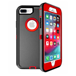 Heavy Duty Case for iPhone 8P / 7P (BLACK & RED) (Only Ground Shipping)