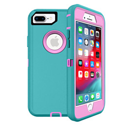 Heavy Duty Case for iPhone 8P / 7P (LIGHT TEAL & PINK) (Only Ground Shipping)