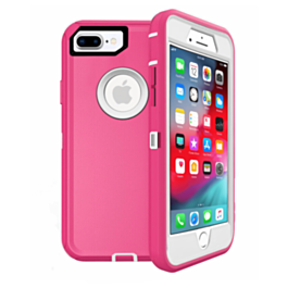 Heavy Duty Case for iPhone 8P / 7P (HOT PINK & WHITE) (Only Ground Shipping)