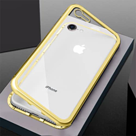 Ultra Slim Magnet Protective Case with Metal Frame - GOLD BORDER for iPhone 8P / 7P (Only Ground Shipping)