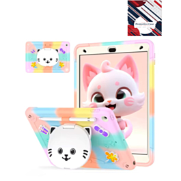 Shockproof Kickstand Case with Pen Slot - COLORFUL ROSE for iPad 10.2" (7th / 8th / 9th) (Only Ground Shipping)