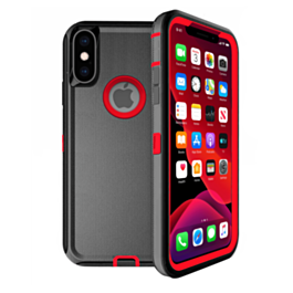 Heavy Duty Case for iPhone X / XS (BLACK & RED) (Only Ground Shipping)