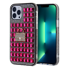 Crystal Stones Case with Five Adornment - HOT PINK for iPhone 8P / 7P (Only Ground Shipping)