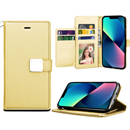 Elegant Leather Wallet Case - GOLD for iPhone XR (Only Ground Shipping)