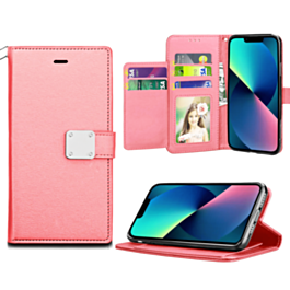 Elegant Leather Wallet Case - PINK for iPhone 12 Mini (Only Ground Shipping)