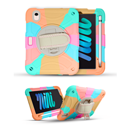Hand Adjustable Heavy Duty Case with Shoulder Strap - RAINBOW for iPad Mini 6 / 7 (A17 Pro) (Only Ground Shipping)