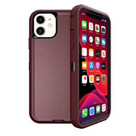 Heavy Duty Case for iPhone 12 / 12 Pro (MAROON & BLACK) (Only Ground Shipping)
