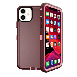 Heavy Duty Case for iPhone 12 / 12 Pro (MAROON & PINK) (Only Ground Shipping)
