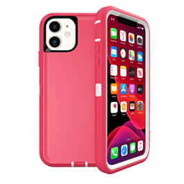 Heavy Duty Case for iPhone 13 Mini (HOT PINK & WHITE) (Only Ground Shipping)