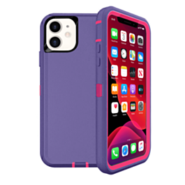 Heavy Duty Case for iPhone 12 / 12 Pro (DARK PURPLE & HOT PINK) (Only Ground Shipping)