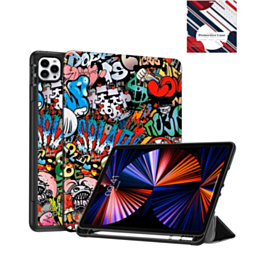 Old Style Notebook Design Case - Graffiti for iPad Air 13 2024 / Pro 12.9 (3rd / 4th / 5th / 6th) (Only Ground Shipping)