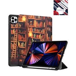 Old Style Notebook Design Case - Library for iPad Air 13 2024 / Pro 12.9 (3rd / 4th / 5th / 6th) (Only Ground Shipping)